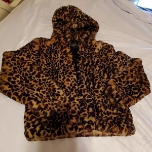 Donna Salyers Faux fur cheetah parka coat